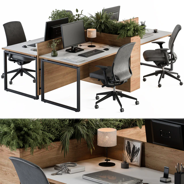 Employee Set Wood and Black Plant Box Divider - Office Furniture 336 — Descargar
