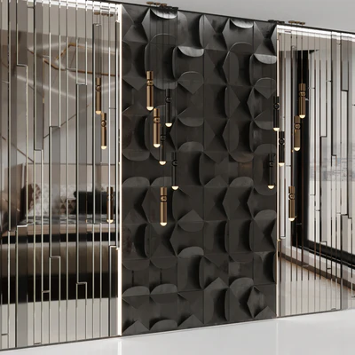 Volumetric wall panel mid century modern Black — Ver 1