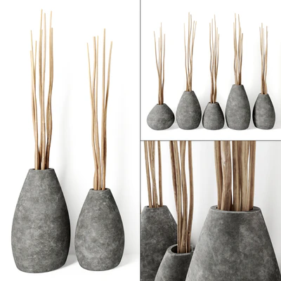 Decor from branches in concrete vases — Ver 1