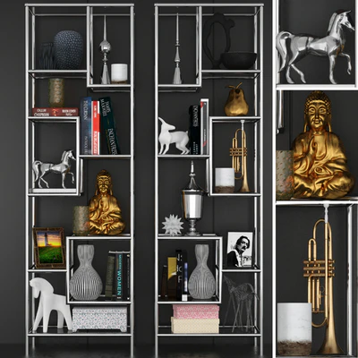 Rack in a modern style with decor and accessories for decorating — Ver 1