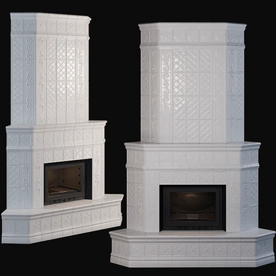 Stove - corner fireplace with tiles — Ver 1