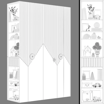 Modular children's wardrobe "Mountains" in a modern style 08 — Ver 2
