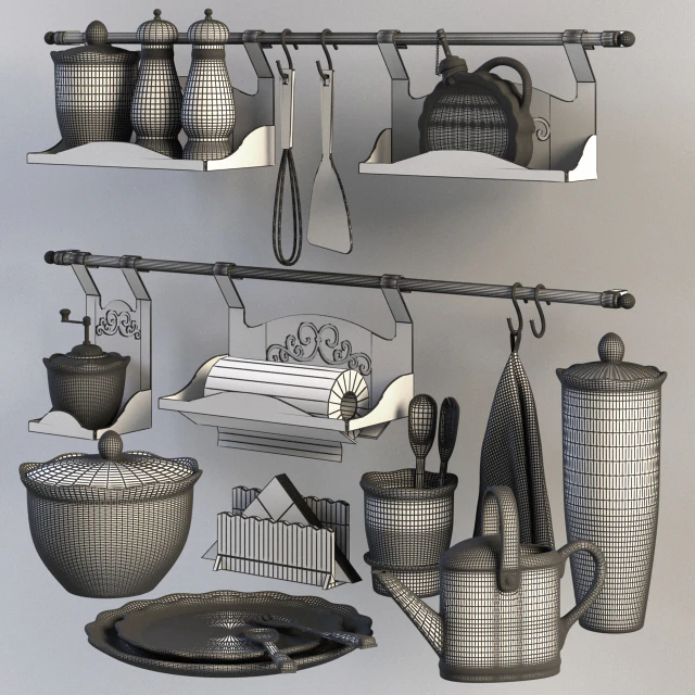 A set of dishes and rail for kitchen — Descargar