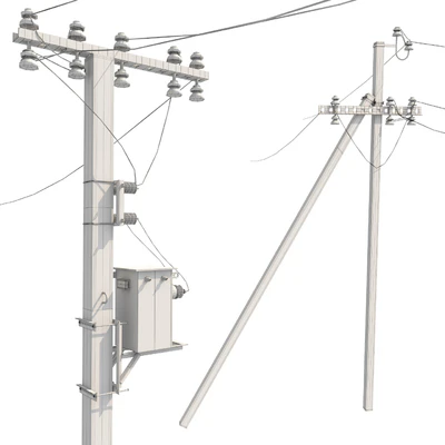 Concrete electricity transmission poles with wires — Ver 2