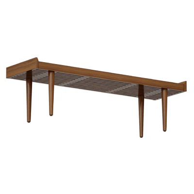 Tate Walnut Slatted Bench (Crate and Barrel) — Ver 2