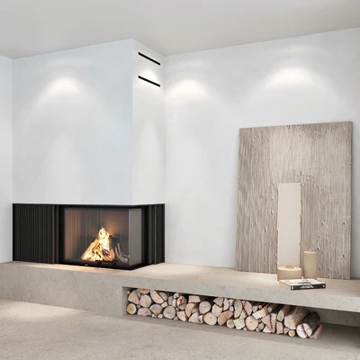 Decorative wall with fireplace set 03 — Ver 3