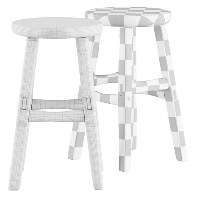 French Wooden Stool or Side Table — Ver 2