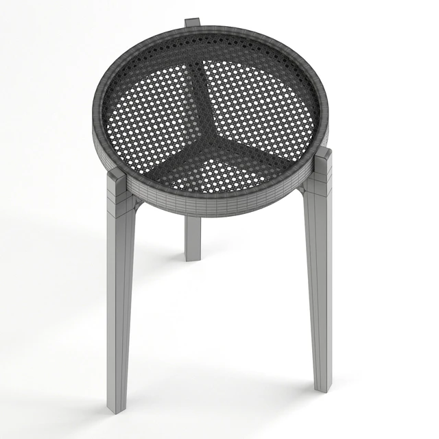 Stackable oak and rattan stool (Bar stool)- Solid wood stools — Descargar