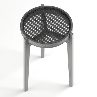 Stackable oak and rattan stool (Bar stool)- Solid wood stools — Ver 3