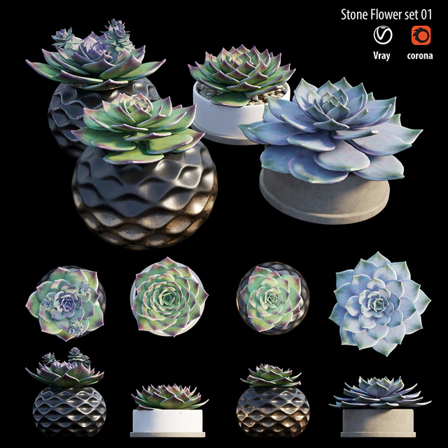 Stone flower set 01 — Скачать