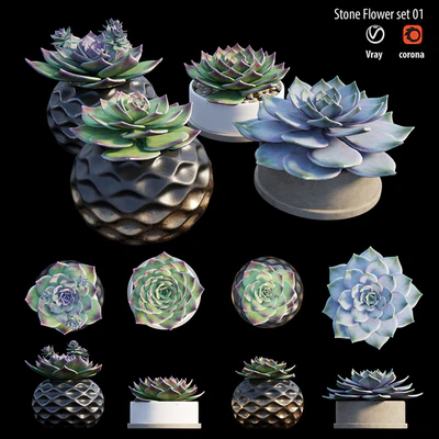 Stone flower set 01 — Вид 2