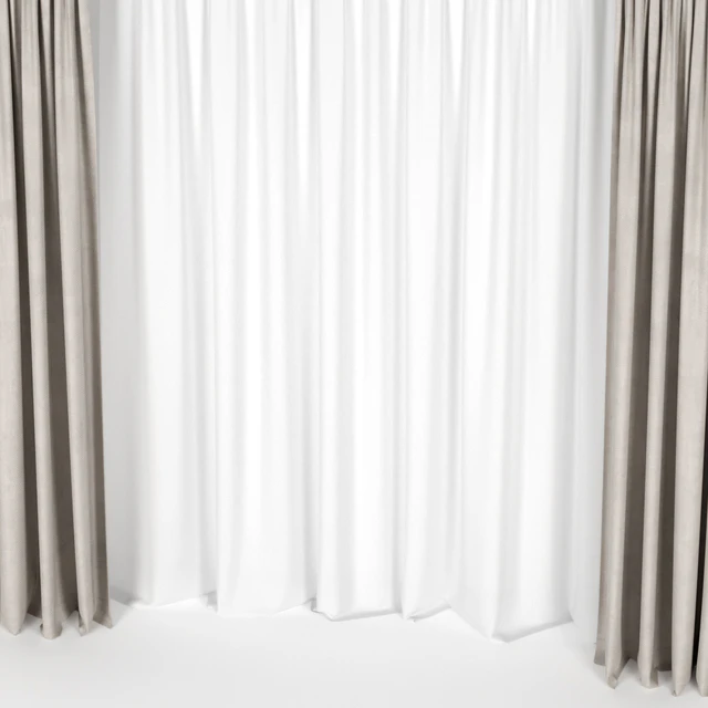 Beige curtains with tulle. — Descargar