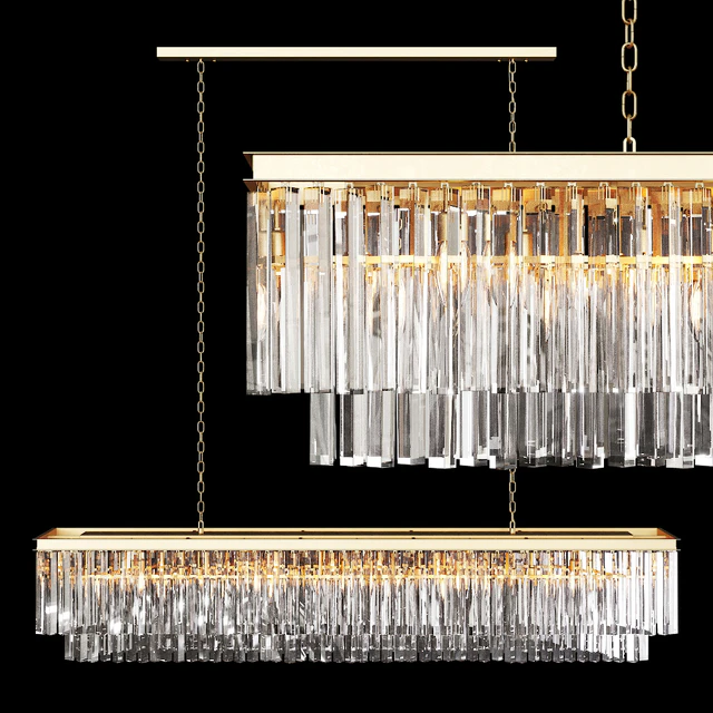 Restoration Hardware 1920S ODEON CLEAR GLASS FRINGE RECTANGULAR CHANDELIER 71 Brass — Descargar