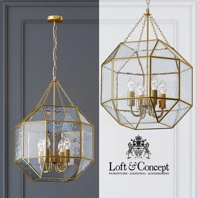 Pendant Light Glass & Metal Cage Pendant Gold 4 — Ver 1