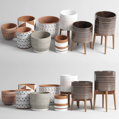 collection of earthenware and patternd concrete vases — Вид 1