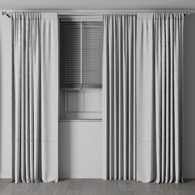 Curtain with metal curtain rod & metal blind 06 — Descargar
