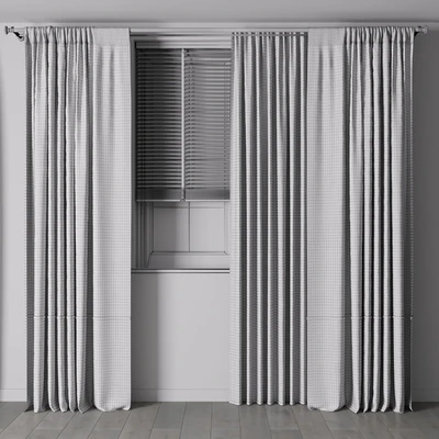Curtain with metal curtain rod & metal blind 06 — Ver 4