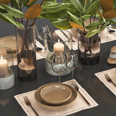 Table setting with leaves 1 — Ver 3