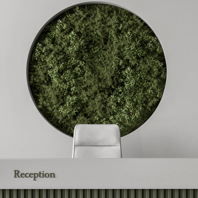Reception Desk and Wall Decor with vertical Garden - Office Set 312 — Descargar