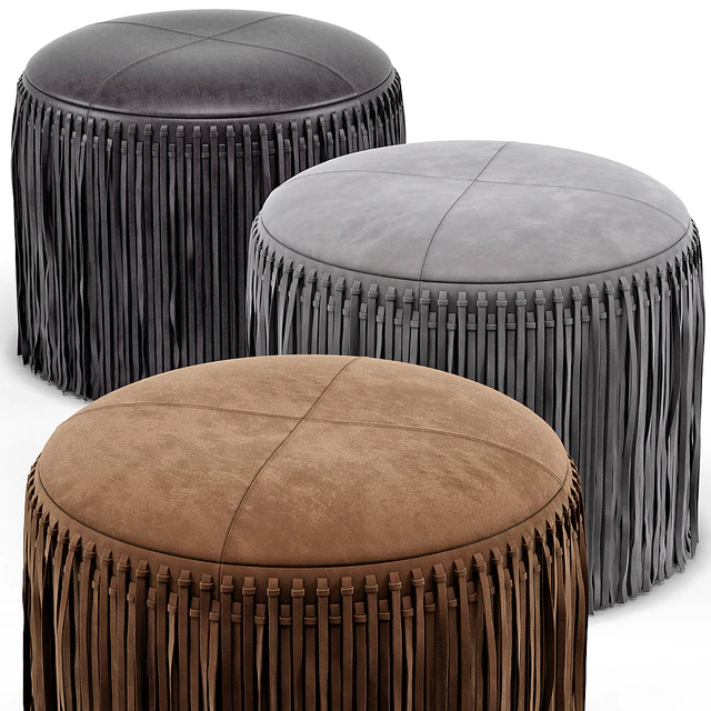 Wisteria Suede Boho Round Ottoman — Descargar