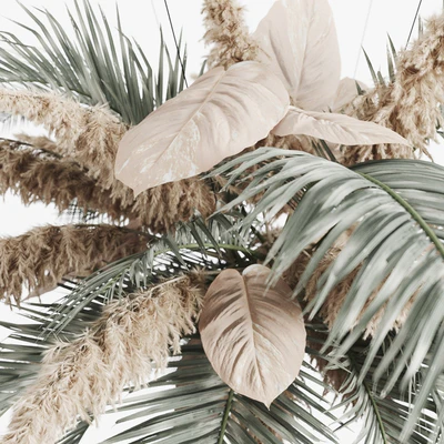 Hanging decor of palm leaves and pampas grass — View 3