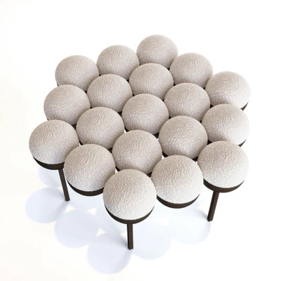 Saturn pouffe large ivory boucle — Ver 3