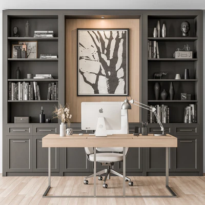Home Office Desk and Library Gray Set - Office Furniture 279 — Вид 1