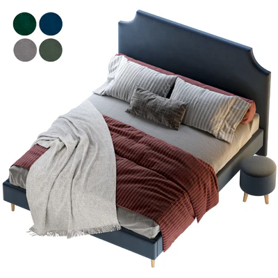 Кровать Адона-Legs 160 Velvet Olive / Blue / Grey / Emerald двуспальная Диванру с пуфом Плиди — Вид 4