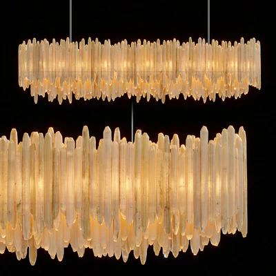 RH SELENITE CRYSTAL RECTANGULAR CHANDELIER 72 " — Ver 2