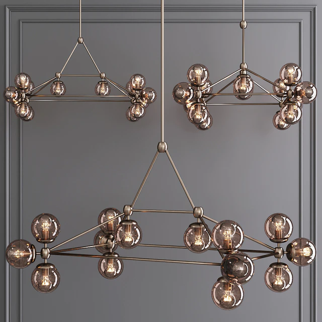 Modo Rectangle Chandelier 14 Globes Bronze and Smoke Glass — Скачать