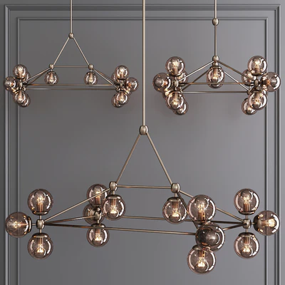 Modo Rectangle Chandelier 14 Globes Bronze and Smoke Glass — Вид 1