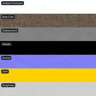 circular patterned aggregate concrete road texture — Ver 3