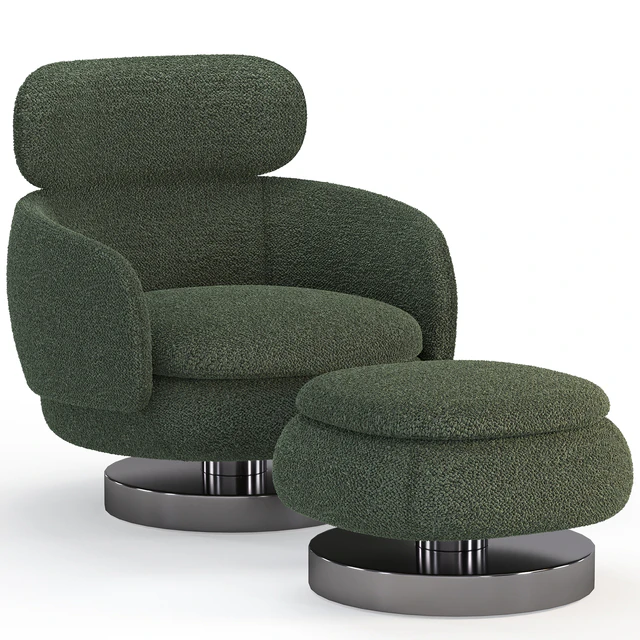 Armchair with ottoman from the Minotti factory Vivienne series — Descargar