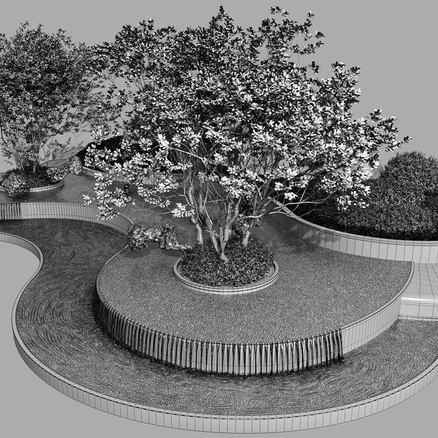 Landscaping Figure with Plants Waterfalls and Fish — Скачать