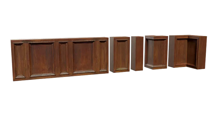 historic palace interior wall panel wood set 001 — Descargar