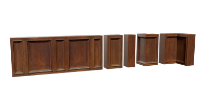 historic palace interior wall panel wood set 001 — Descargar