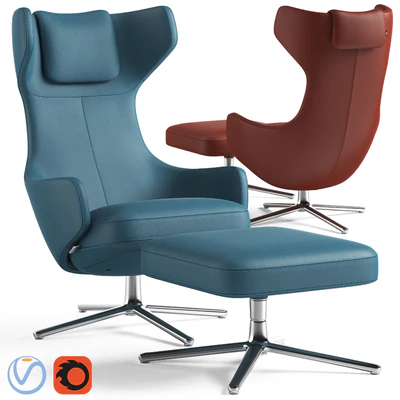Grand Repos Armchair and Pouf — Ver 1