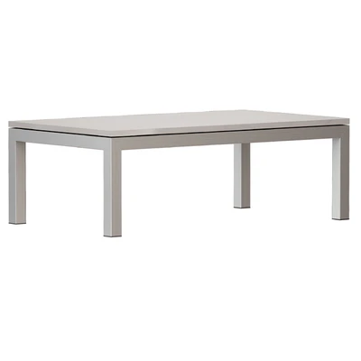Parsons White Marble Top / Stainless Steel Base 48x28 Small Rectangular Coffee Table (Crate and Barrel) — Ver 3