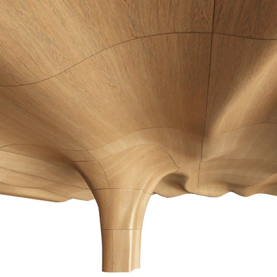 Wavy ceiling with column in three materials — Ver 4