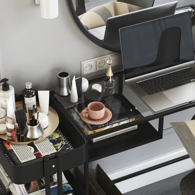 IKEA VITTSJO dressing table with ODGER chair and RASKOG cart — Ver 2