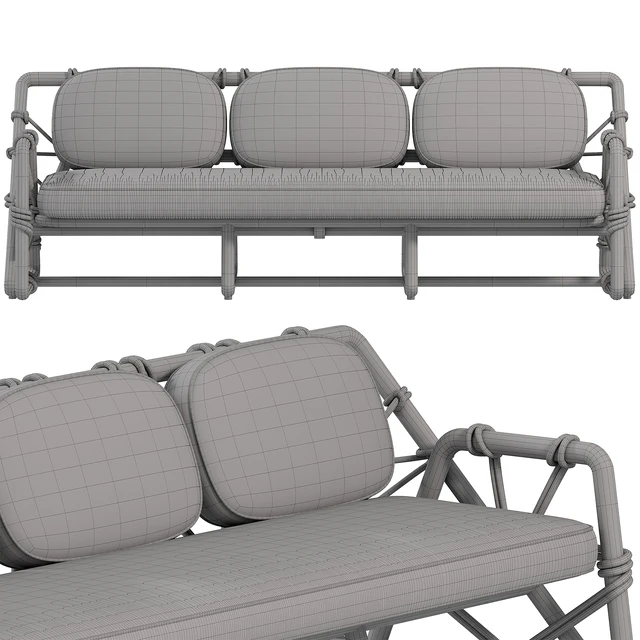 Outdoor Woven Rope Sofa in Natural Teak — Скачать