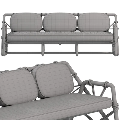 Outdoor Woven Rope Sofa in Natural Teak — Вид 2