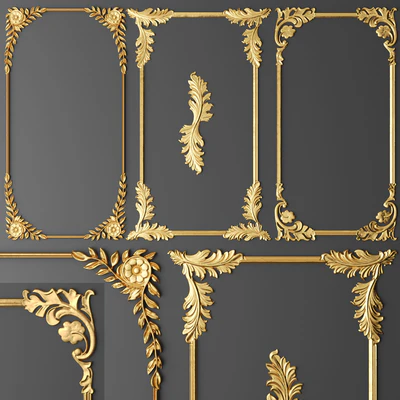 Set, frames, Stucco molding, Rosette, luxury, gold decor, carving, molding, stucco, ceiling, classical, frame — скачать