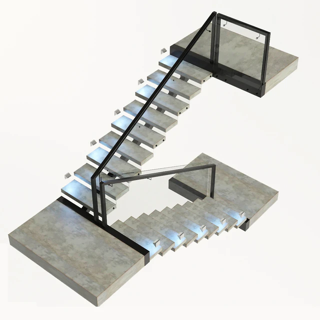 Ladder made of concrete, metal and glass with backlight illuminated PROFI LED IP44 — Descargar