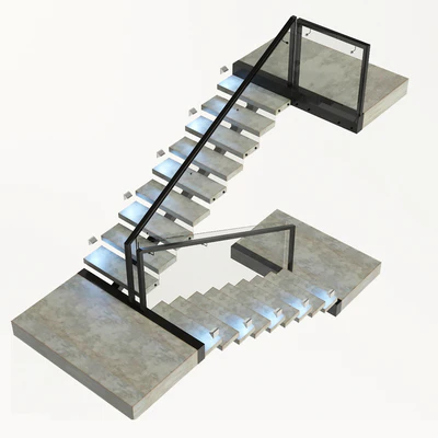 Ladder made of concrete, metal and glass with backlight illuminated PROFI LED IP44 — Ver 3