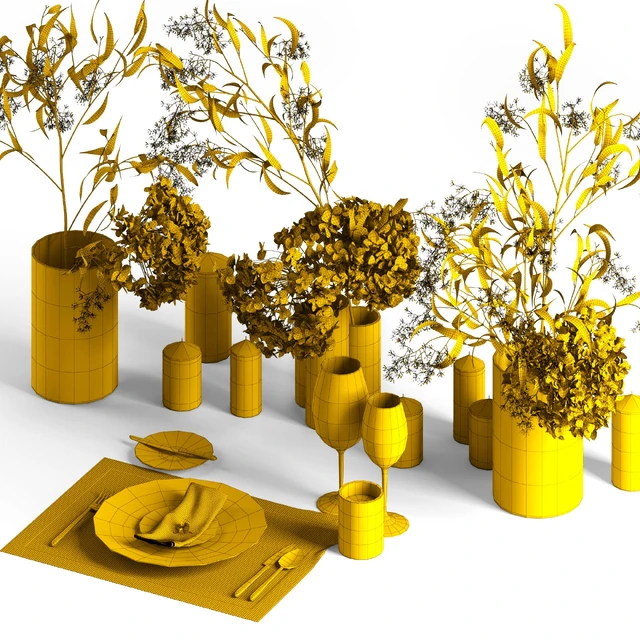Table setting with dry plants — Descargar