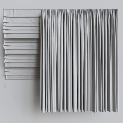 A set of curtains + a set of Roman curtains 1. Gray scale — Ver 3