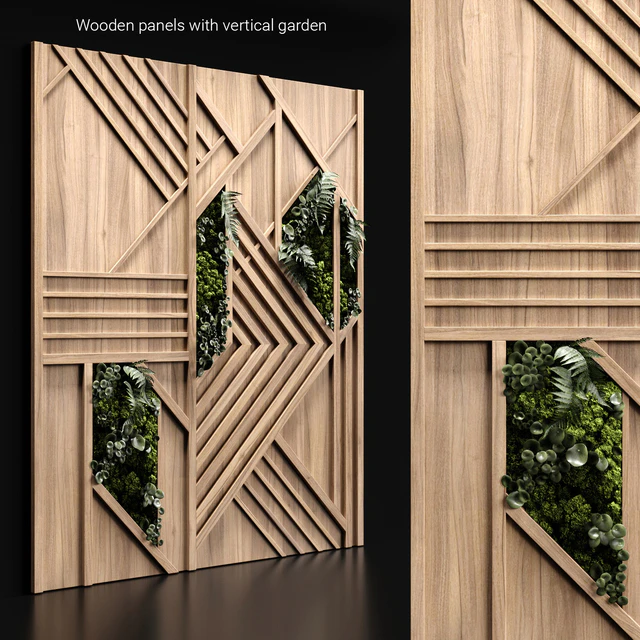Wooden panels and vertical garden 3 — Скачать
