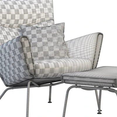 CH445 Wing Chair and ottoman — Ver 2