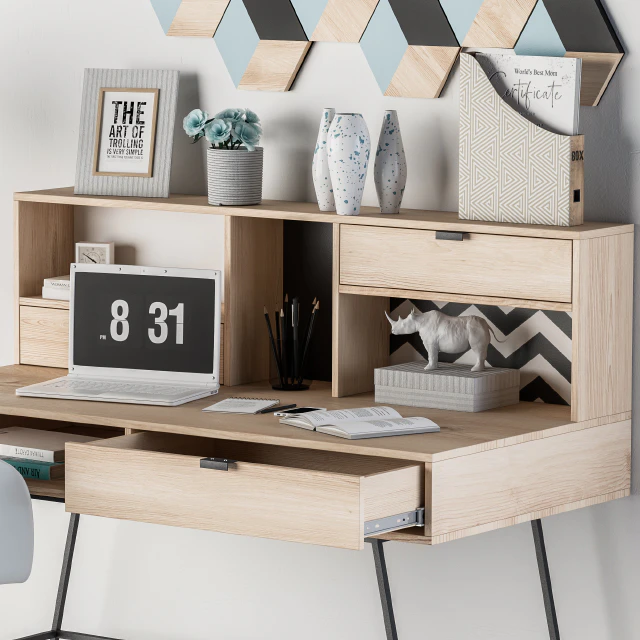 Home Office Wood Blue Set — Descargar